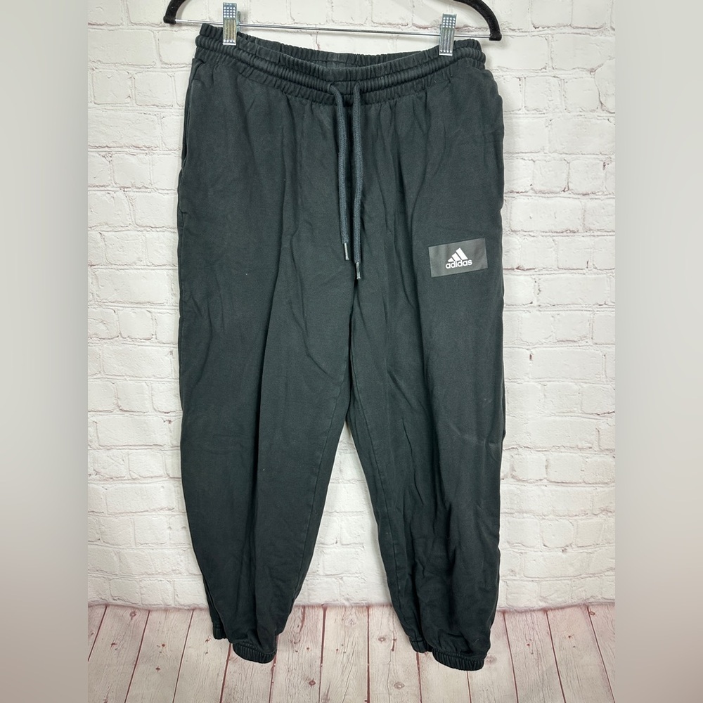 Adidas Men's Sweatpants Black logo printing loose fit joggers sweatpants,‎ sz L